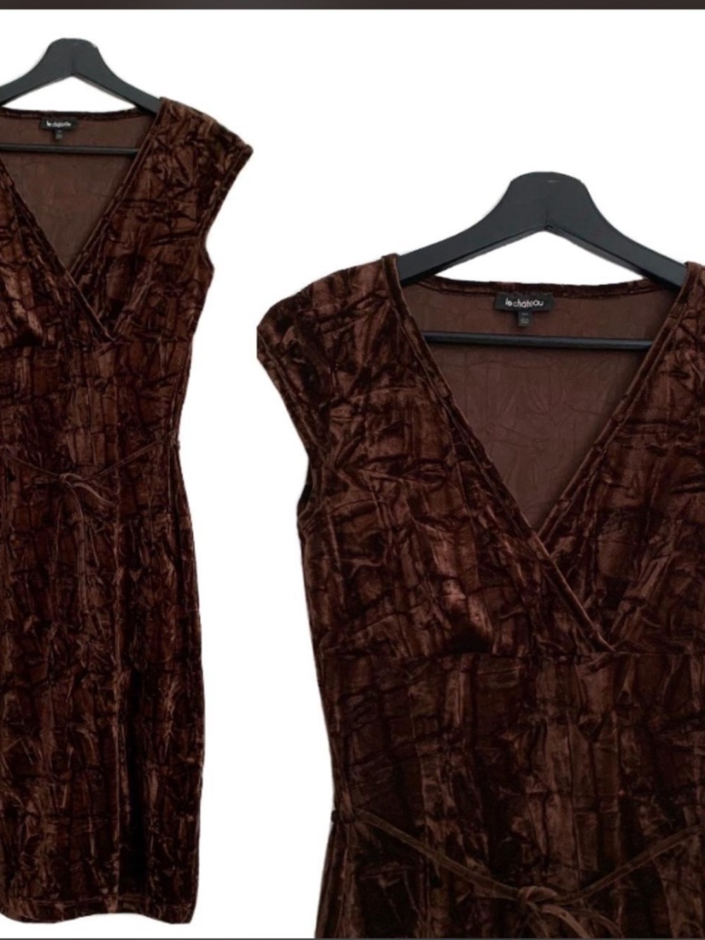 Vintage Brown Velvet Dress - Picture 2 of 5